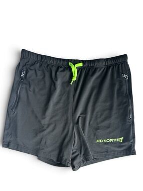 Jed North Black Athletic Shorts with Neon Green Drawstring